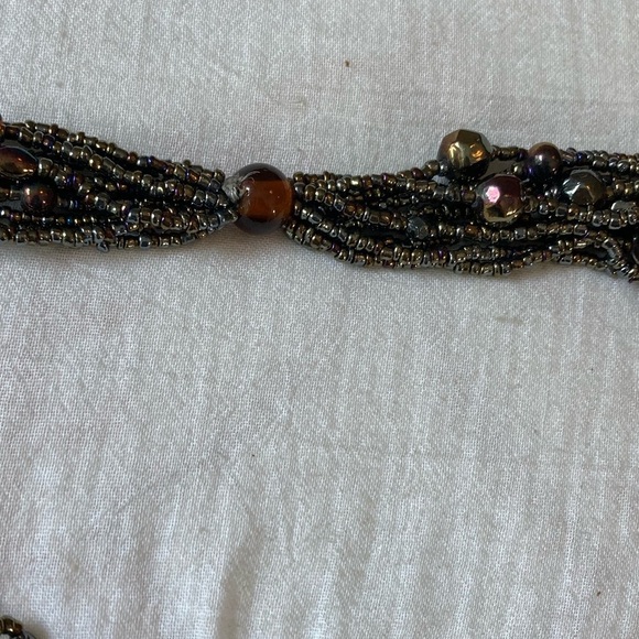Bohemian Earth Tone Multi Strands Glass‎ Seed Beads Necklace - Picture 9 of 10